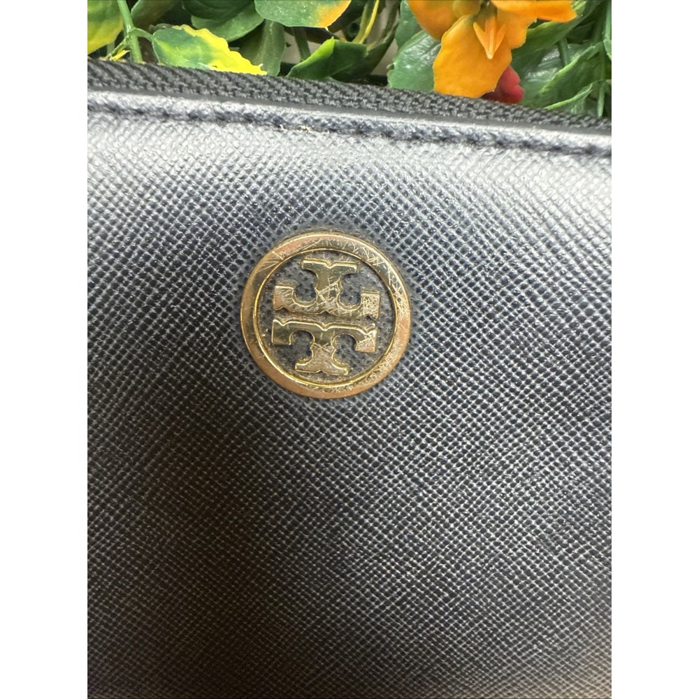 TORY BURCH Leather Robinson Continental‎ Zip Around Wallet in Luggage Black - Picture 2 of 7